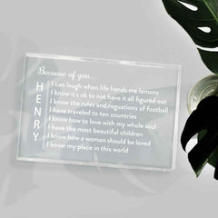 Engraved 2D Crystal Personalized Memorial Vertical Name Glass Block Romantic Gifts