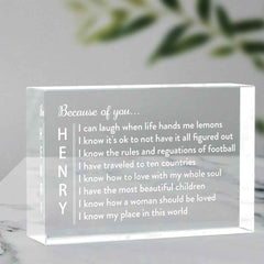Engraved 2D Crystal Personalized Memorial Vertical Name Glass Block Romantic Gifts