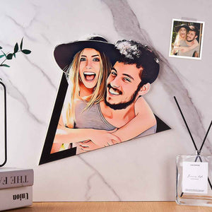 Custom Photo Wall Art Cartoon Couple Wooden Decoration Gifts