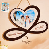 Personalised Infinity Heart Photo Engraved Wooden Pendant | Unique Couple's Gift