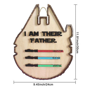 Personalized Light Saber Plaque I Am Their Father Wooden Sign Father's Day Gift