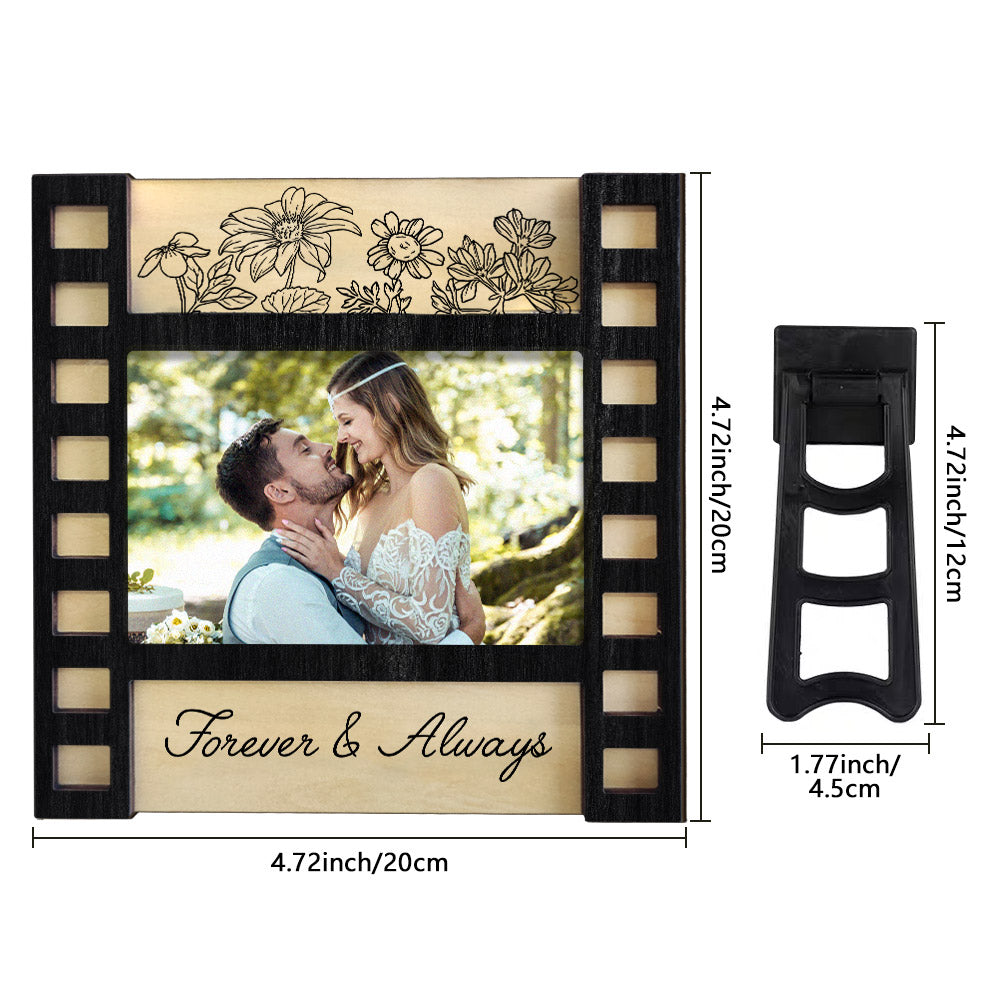 Personalised Engraved Wedding Photo Frame - Custom Film Sign Gift for Couples