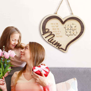 Personalised Wooden Heart Puzzle Sign Mother's Day Gift for Mum
