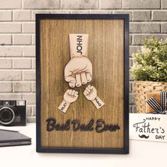 Personalized Father's Day Fist Bump Sign with Name Wooden Plaque Decor Gift for Dad