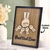 Personalised Father's Day Fist Bump Sign with Name - Wooden Plaque Gift for Dad