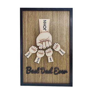 Personalized Father's Day Fist Bump Sign with Name Wooden Plaque Decor Gift for Dad