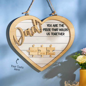 Custom Engraved Ornament Heart Shape Puzzle Pieces Gifts for Dad