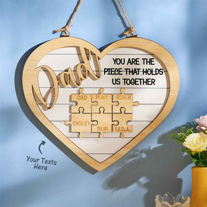 Custom Engraved Ornament Heart Shape Puzzle Pieces Gifts for Dad