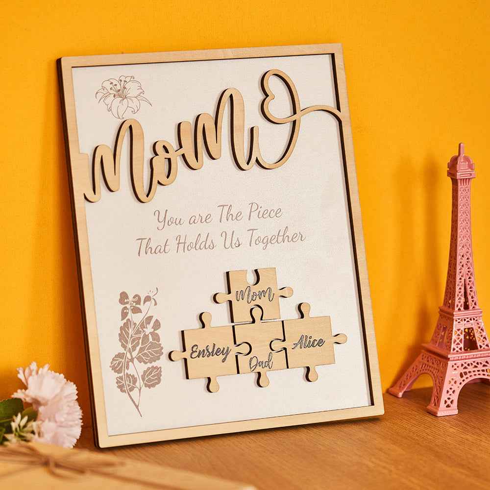 Custom Name Puzzle Ornament Wooden Gifts for Mother's Day