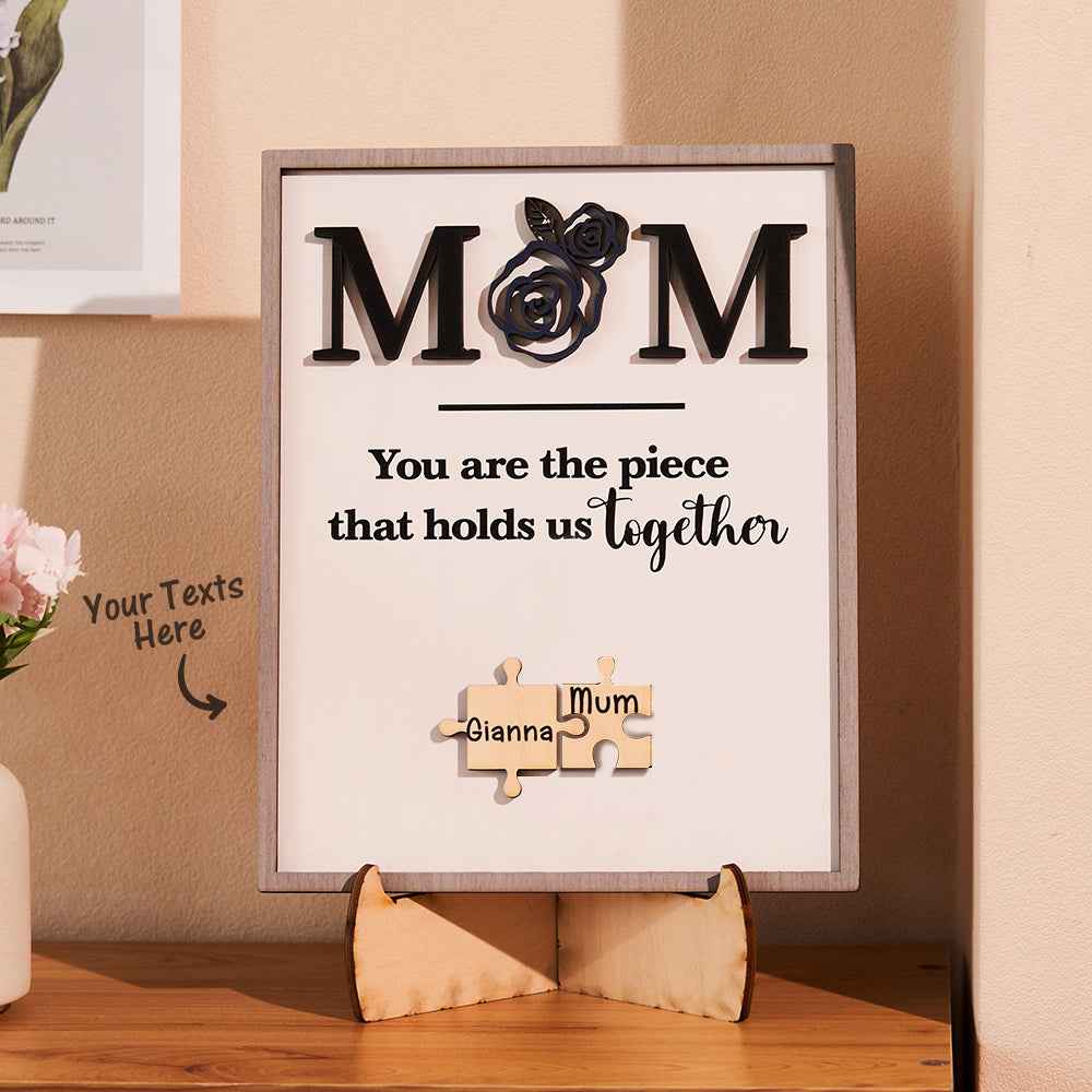 Custom Engraved Puzzle Ornament Rose Design Commemorate Gifts for Mom
