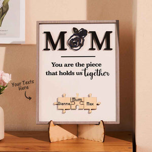 Custom Engraved Puzzle Ornament Rose Design Commemorate Gifts for Mom