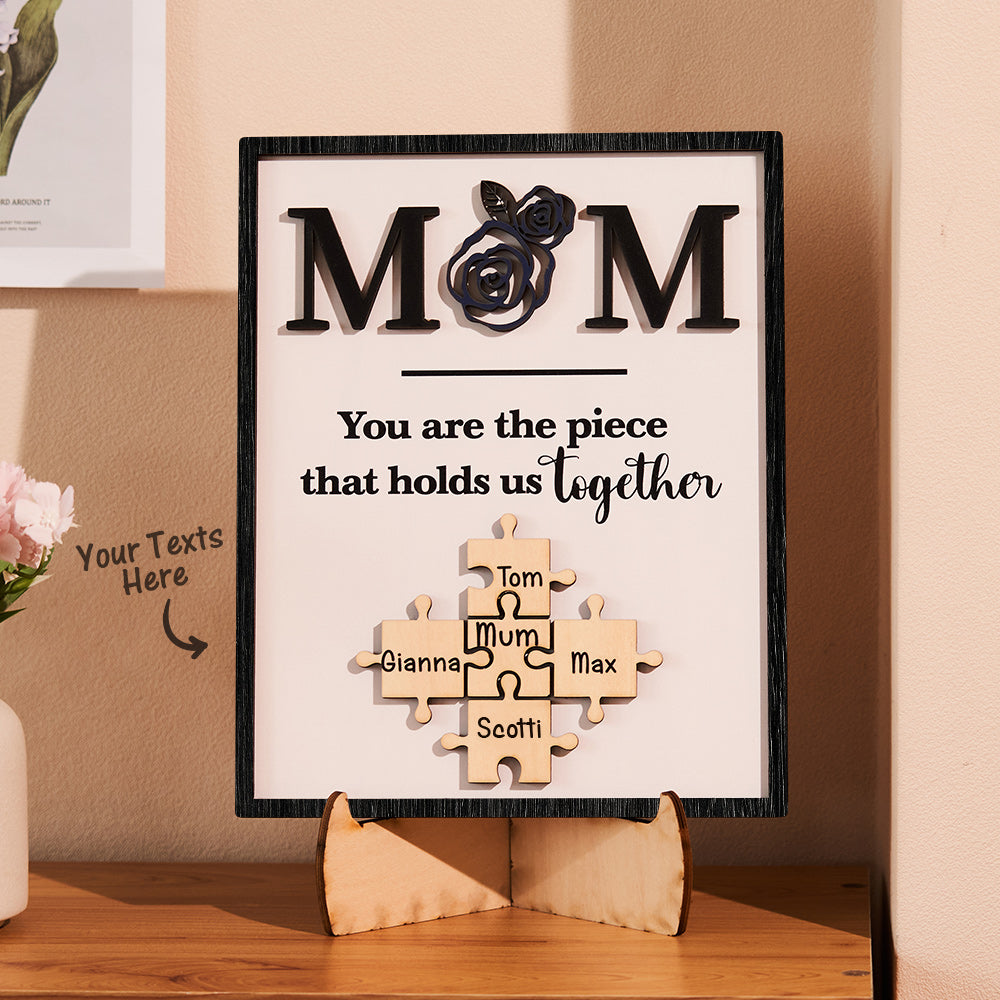 Personalised Rose Puzzle Ornament - 'You Are The Piece' Engraved Gift for Mum