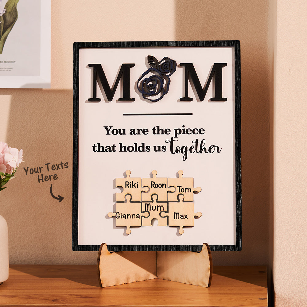 Personalised Rose Puzzle Ornament - 'You Are The Piece' Engraved Gift for Mum