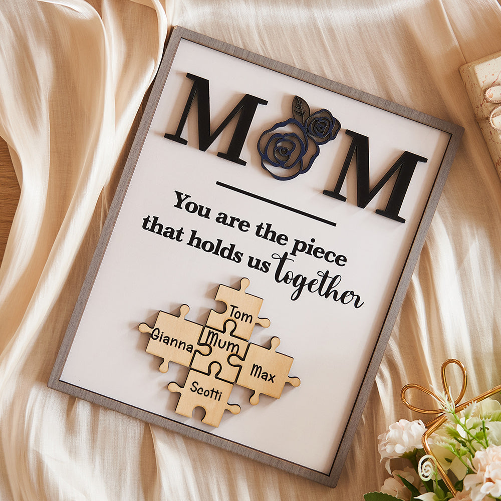 Personalised Rose Puzzle Ornament - 'You Are The Piece' Engraved Gift for Mum