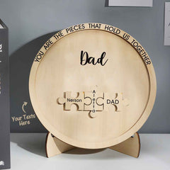 Custom Engraved Ornament Round Wooden Puzzle Pieces Sign Gifts for Parents