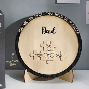 Custom Engraved Ornament Round Wooden Puzzle Pieces Sign Gifts for Parents