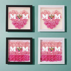 Custom Photo Flower Shadow Box Personalized Heart Gradient Pink Flower Shadowbox Frame Gift for Mom