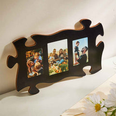 Custom Photo Black Puzzle Piece Wall Sign Picture Holder Wall Art Plaque