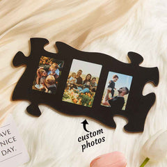 Custom Photo Black Puzzle Piece Wall Sign Picture Holder Wall Art Plaque