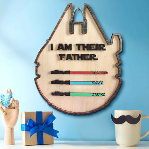 Personalized Light Saber Plaque I Am Their Father Wooden Sign Father's Day Gift