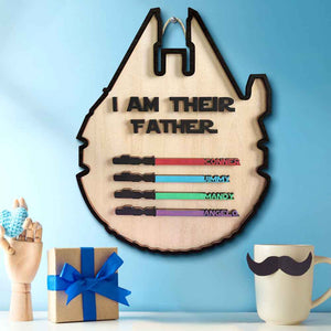 Personalized Light Saber Plaque I Am Their Father Wooden Sign Father's Day Gift