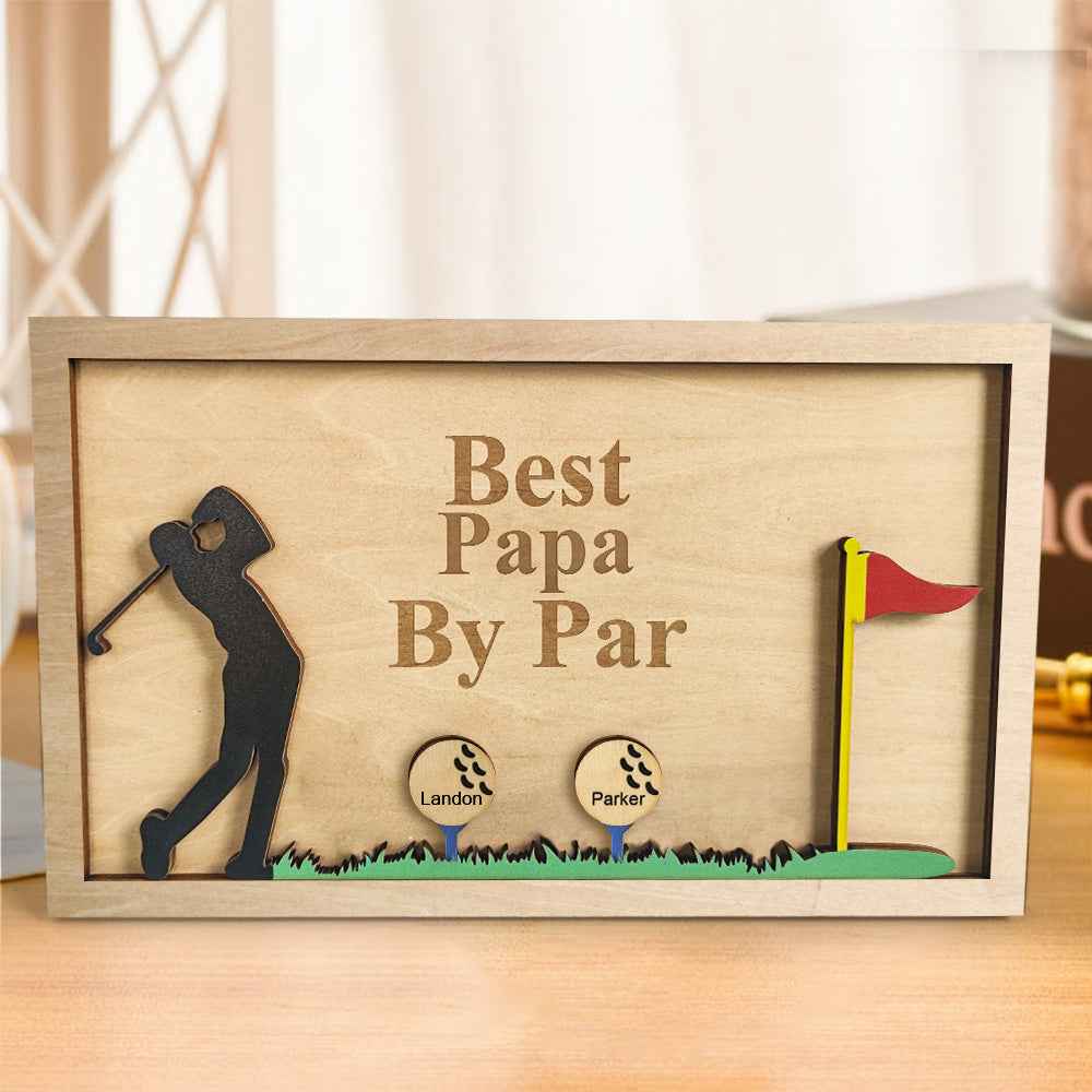 Personalized Father's Day Wooden Golf Sign Engraved Name Plaque Gift for Dad Grandpa