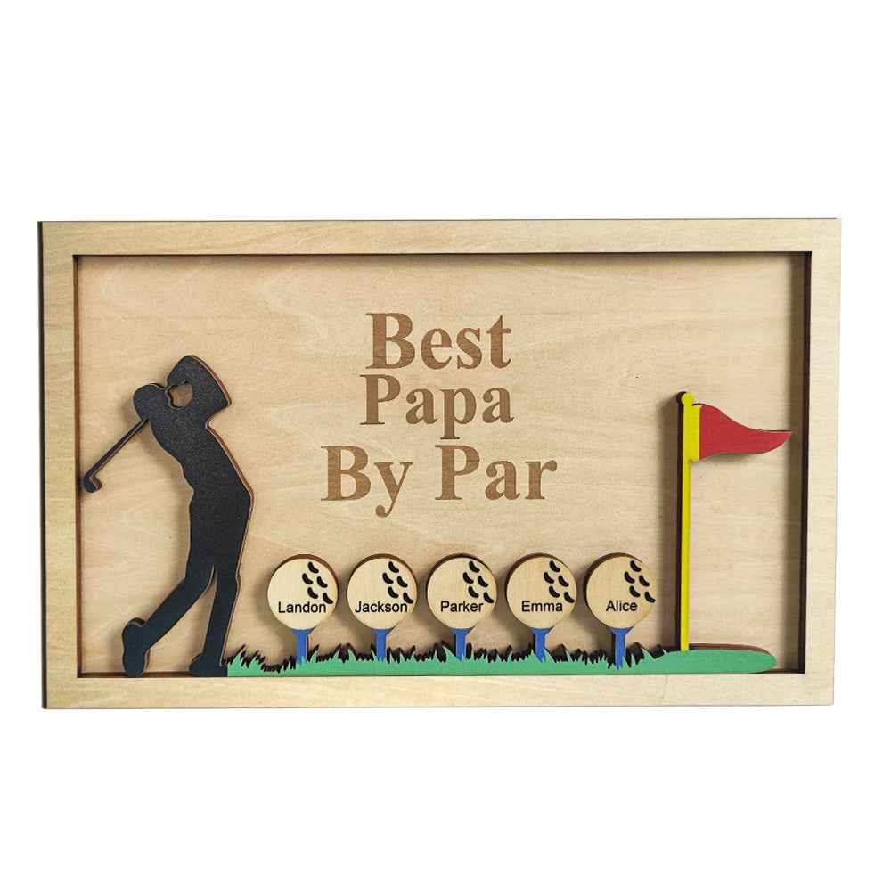 Personalized Father's Day Wooden Golf Sign Engraved Name Plaque Gift for Dad Grandpa