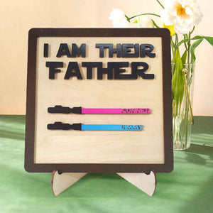 Father's Day Gifts Personalized Wood Plauqe I Am Their Father Sign Wooden Lightsaber Plaque