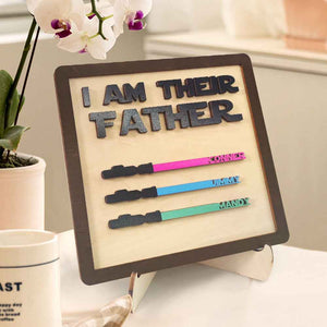 Father's Day Gifts Personalized Wood Plauqe I Am Their Father Sign Wooden Lightsaber Plaque