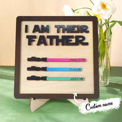 Father's Day Gifts Personalized Wood Plauqe I Am Their Father Sign Wooden Lightsaber Plaque