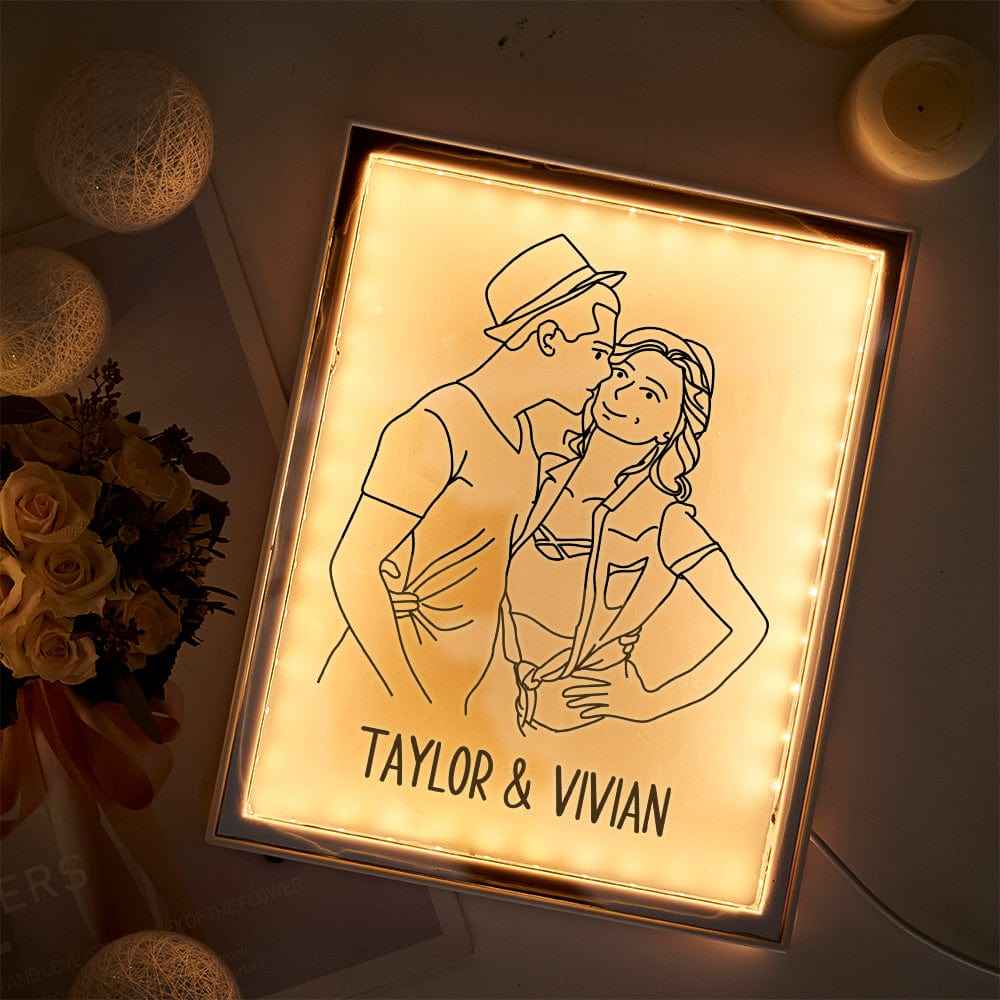 Custom Portrait Night Light Photo Night Light Mirror Light Anniversary Gifts for Her