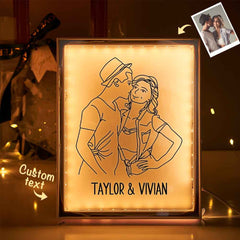 Custom Portrait Night Light Photo Night Light Mirror Light Anniversary Gifts for Her