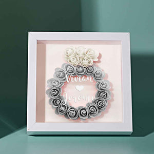 Custom Flower Shadow Box Personalized Wedding Ring Flower Shadowbox Frame Gift
