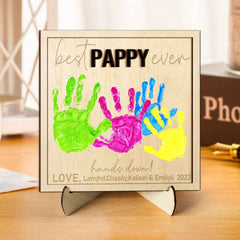 Custom Wooden Handprint Sign Personalized Father's Day DIY Hands Down Plaque Gifts