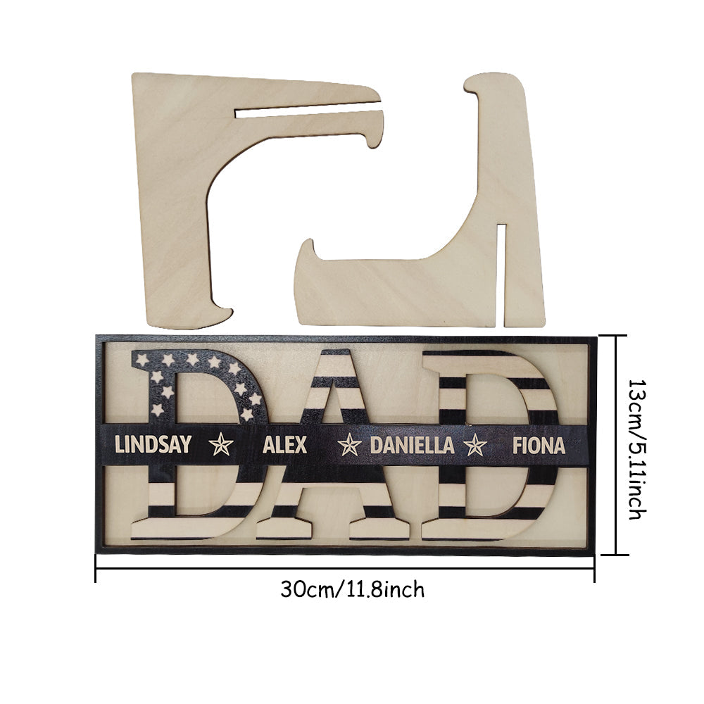 Personalised Wooden Dad Sign - Custom Family Name Plaque - Father's Day & Birthday Gift