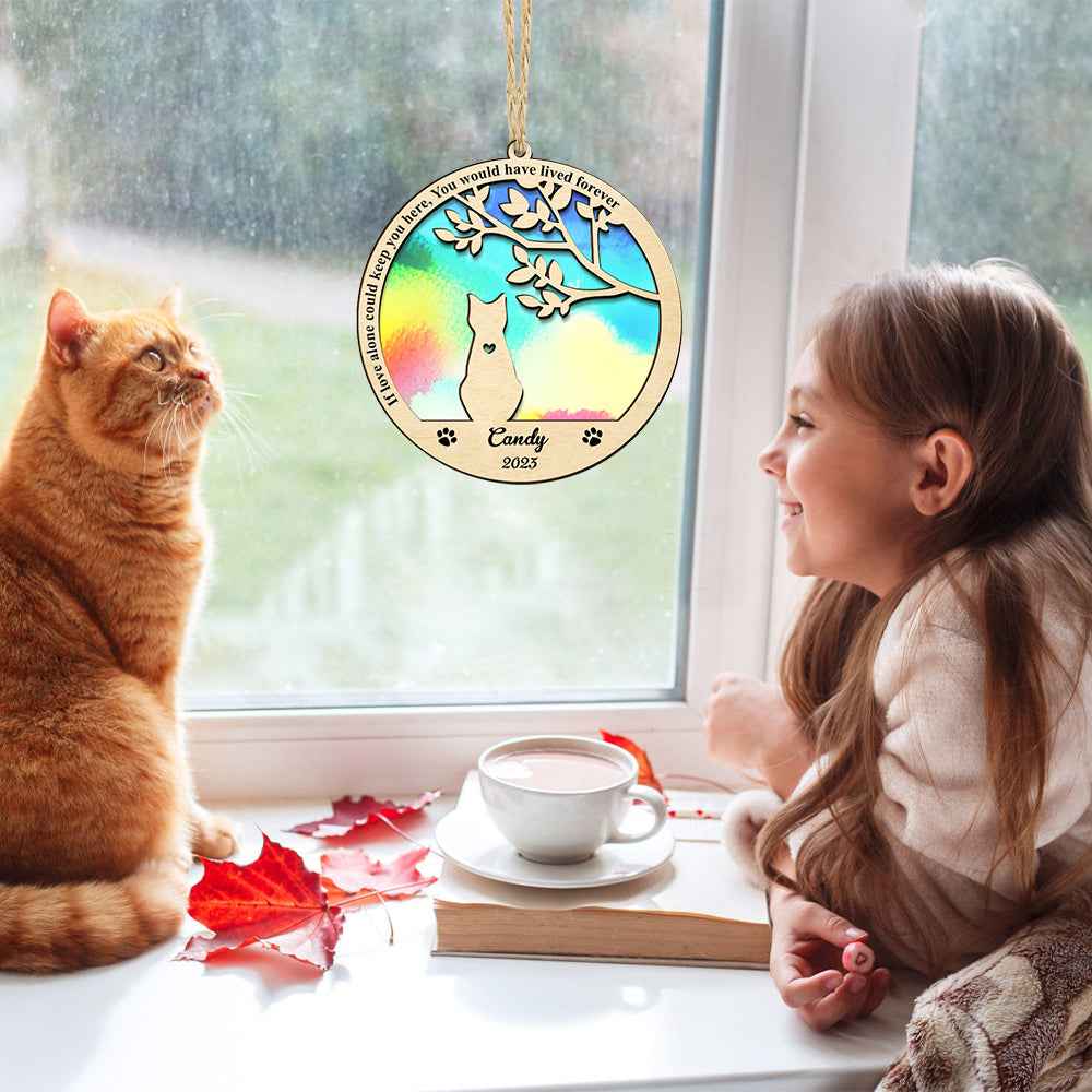 Custom Cat Memorial Suncatcher Pet Memorial Ornament Loss of Pet Sympathy Gift