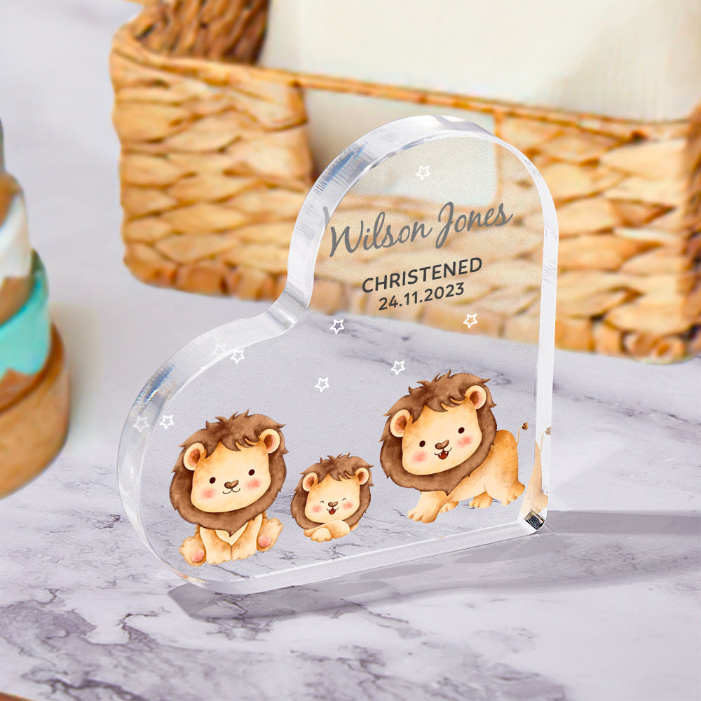 Product group shot of personalised engraved heart ornaments — variations suitable for sons or daughters, gender‑neutral