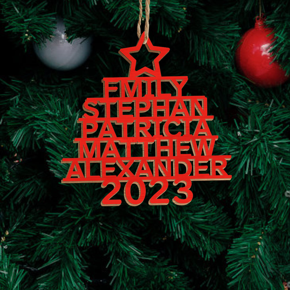 Personalised Christmas Tree Ornaments - Custom Name Wooden Decorations | Holiday Gifts