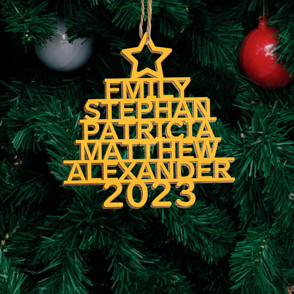 Personalised Christmas Tree Ornaments - Custom Name Wooden Decorations | Holiday Gifts