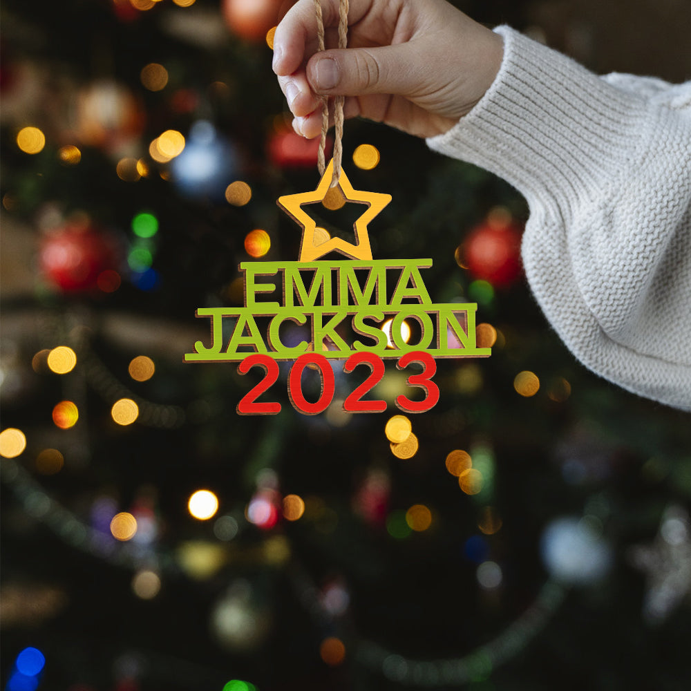 Personalised Christmas Tree Ornaments - Custom Name Wooden Decorations | Holiday Gifts