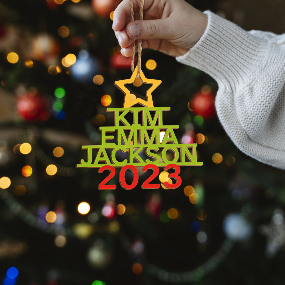 Personalised Christmas Tree Ornaments - Custom Name Wooden Decorations | Holiday Gifts