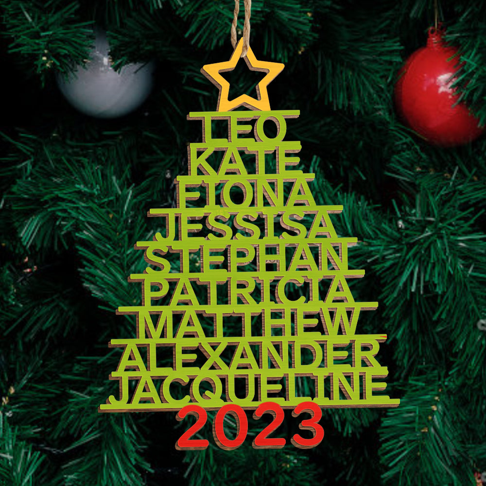 Personalised Christmas Tree Ornaments - Custom Name Wooden Decorations | Holiday Gifts