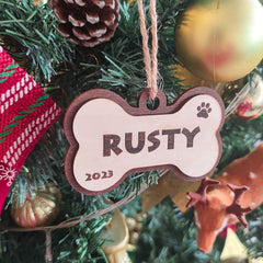Personalized Dog Name Year Dog Bone Ornament Christmas Gift