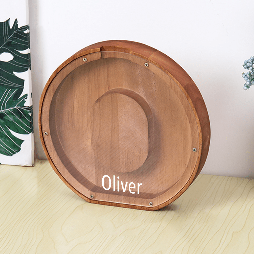 Personalised Wooden Name Letter Piggy Bank with Engraving - Kids Money Box Christmas Gift