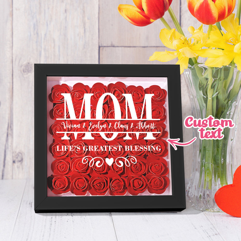 Personalised Flower Name Shadow Box Frame - Custom Mother's Day Gift