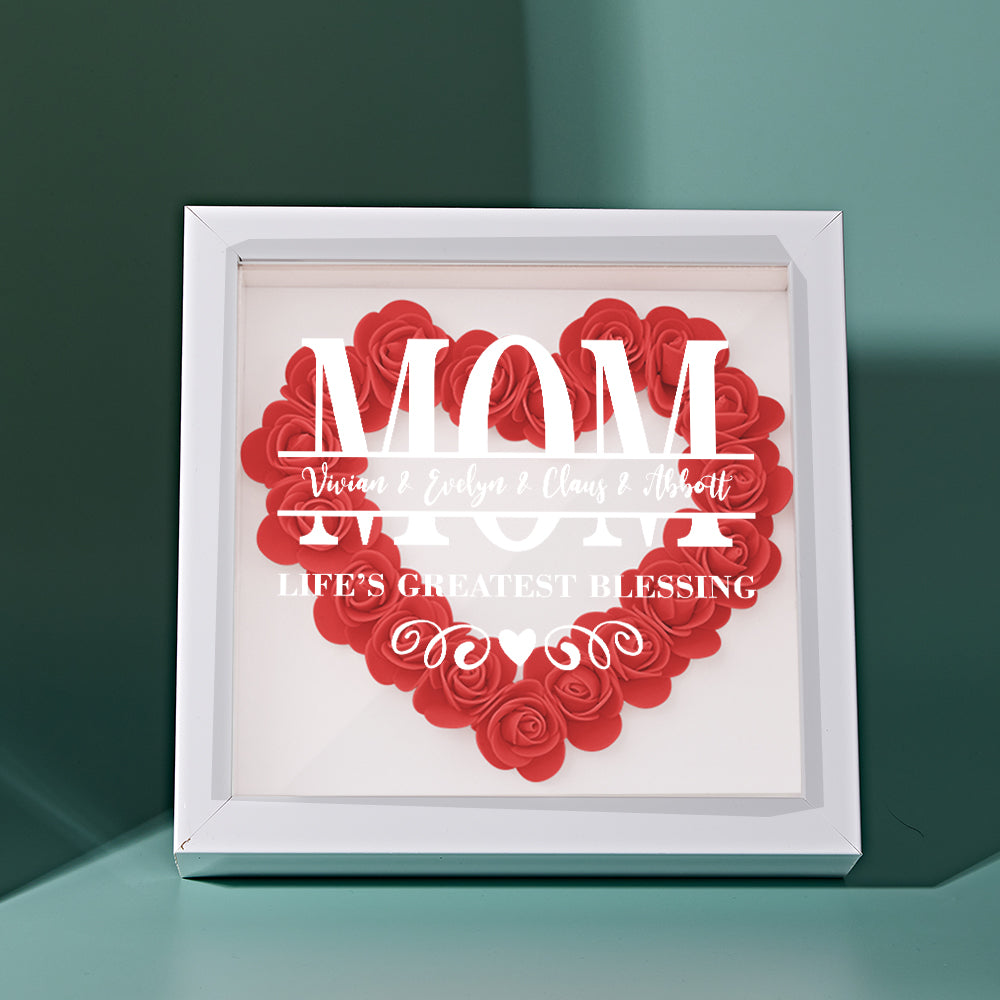 Personalised Flower Name Shadow Box Frame - Custom Mother's Day Gift