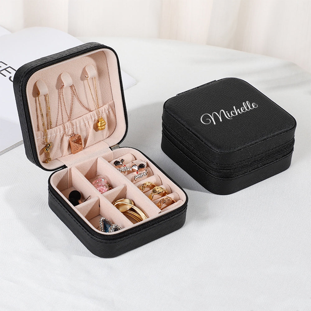 Personalised Name PU Leather Jewellery Box | Wedding Gift & Jewellery Organiser