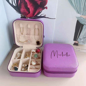 Personalized Name PU Leather Jewelry Box Jewelry Organizer Gifts for Her Wedding Gift