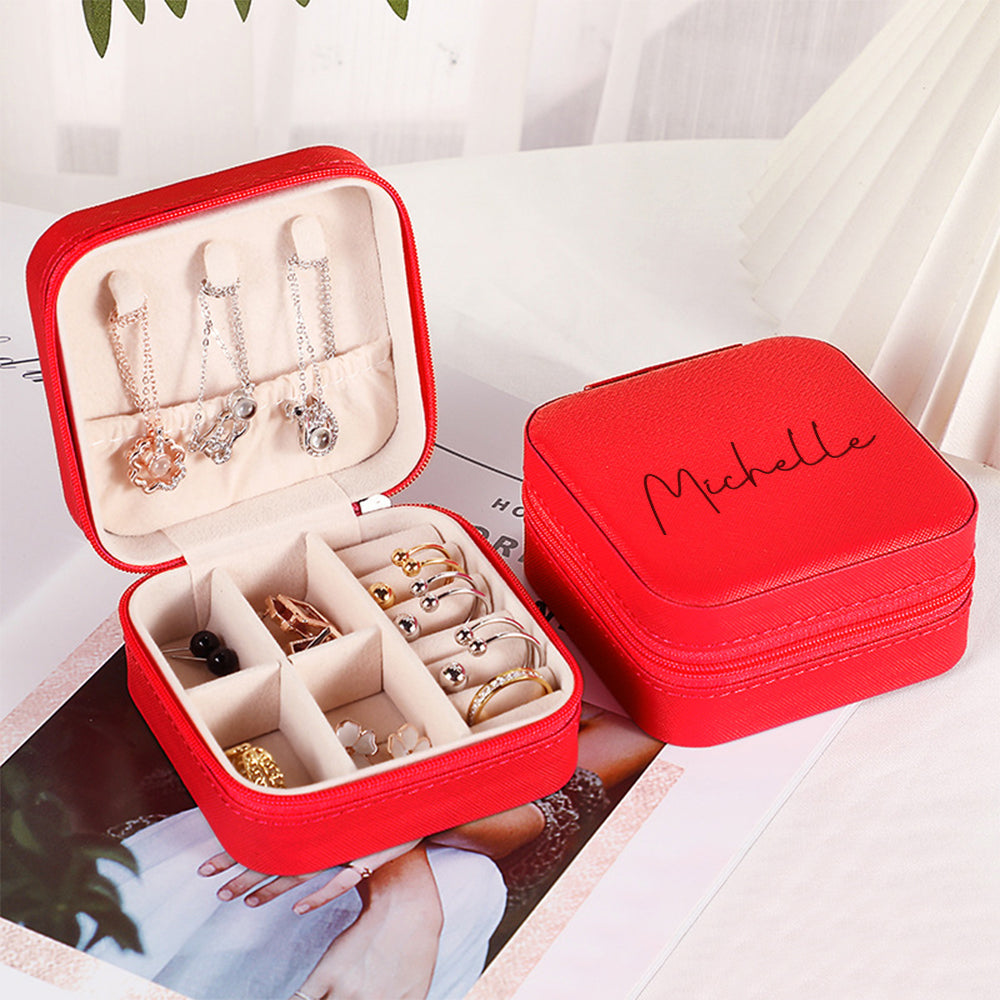Personalised Name PU Leather Jewellery Box | Wedding Gift & Jewellery Organiser