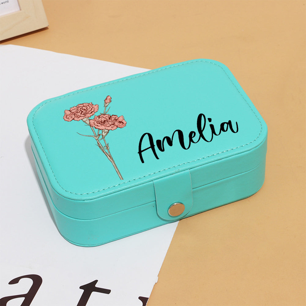 Secure zip closure and soft interior lining of personalised travel jewellery organiser to protect delicate items from scratching